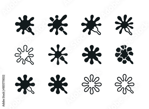 Colorful Paint Splatter Icons. Paint Splatter. Icon set. Set Log
