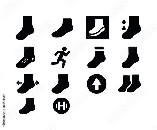 Athletic Socks Icons. Athletic socks. Solid icon set of athletic