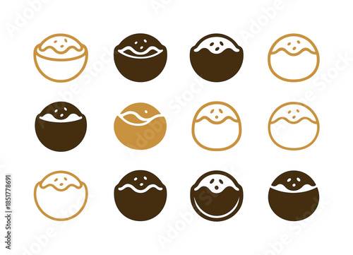 Pita Pocket Logos. Stuffed pita pockets. Icon set. Set Logo of s