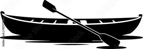 Rowboat with one oar silhouette vector illustration