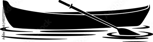 Rowboat with one oar silhouette vector illustration