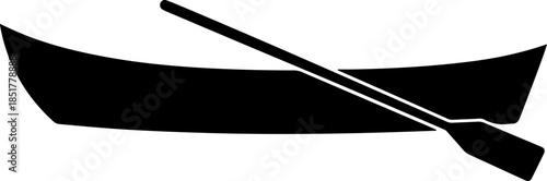Rowboat with one oar silhouette vector illustration