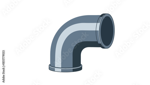 Pixelated 90degree gray metal pipe elbow fitting on white background