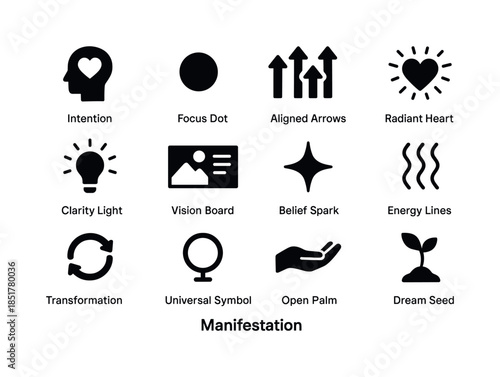 Manifestation Icons Set. Manifestation. Solid icon set of Manife