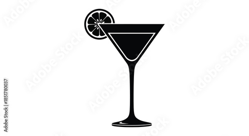 A striking black silhouette of a martini glass with a citrus garnish silhouette