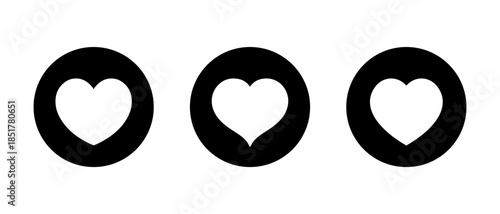 Heart icon set in black circle. Minimal love and romantic symbol