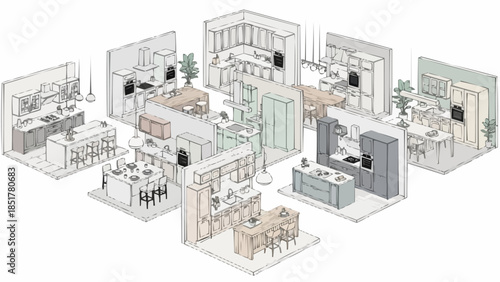 Collection of Modern Kitchen Designs and Layouts.