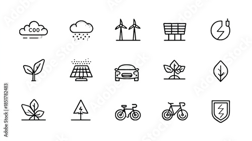 eco friendly icons for sustainable living and green energy solutions