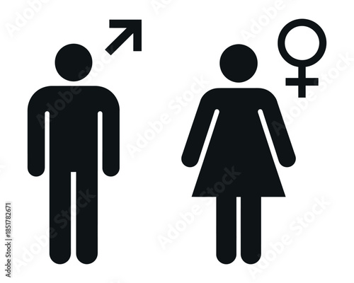 Simple gender symbols representing male and female figures