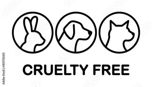 Clean graphic with three animal silhouettes and "CRUELTY FREE" text.
