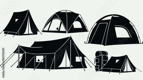 Collection of Various Camping Tents and Gear for Outdoor Adventures.