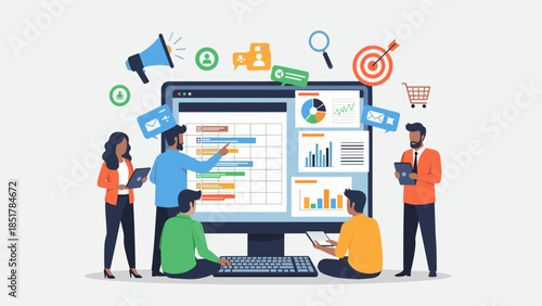 Digital Marketing Team Collaborating on Strategy and Analytics to Boost Business Growth