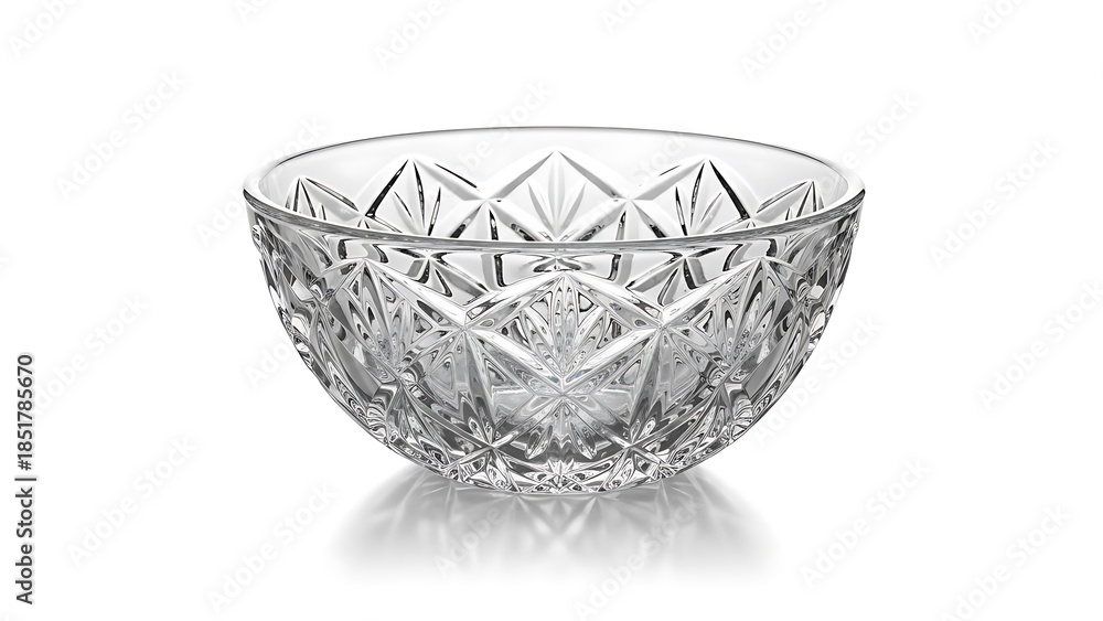 Obraz premium Cut crystal serving bowl isolated on a pure white studio background