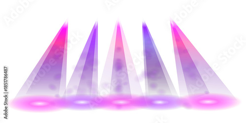 Colorful gradient light beams isolated on transparent background