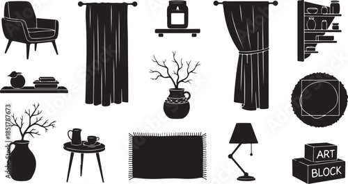 Black and white home decor silhouette elements