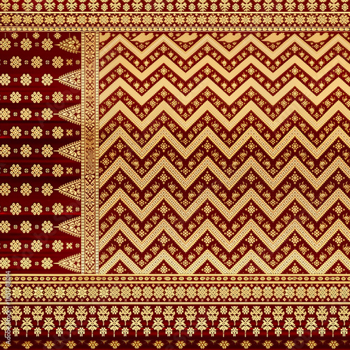 Traditional Indonesian Batik Seamless Pattern with Geometric and Floral Ethnic Motifs, Luxury Textile Background, Flat Vector Design for Fabric, Wallpaper, and Cultural Decoration