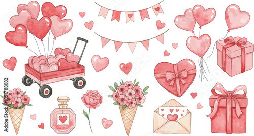 Valentine s day illustration with festive decorations and gifts for loved ones