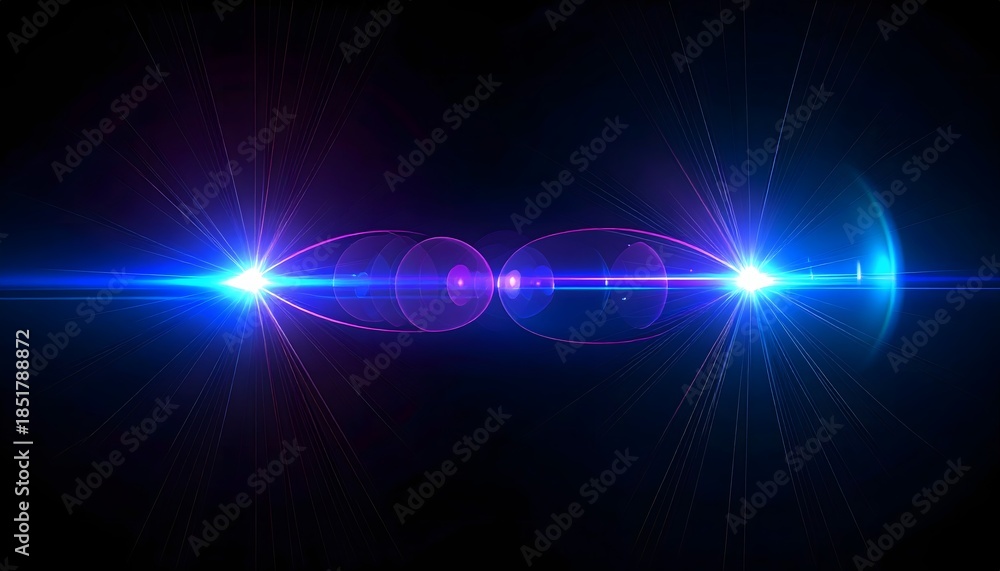 Naklejka premium Abstract Blue and Pink Light Streaks with Lens Flares on Black Background