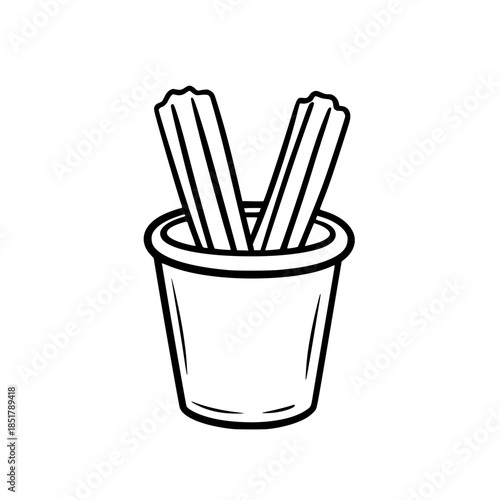 Churro Dippers Bucket | Clean, isolated vector art for creative projects.
