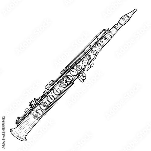 Elegant Melodies: Clarinet's Symphony | Clean, isolated vector art for creative projects.