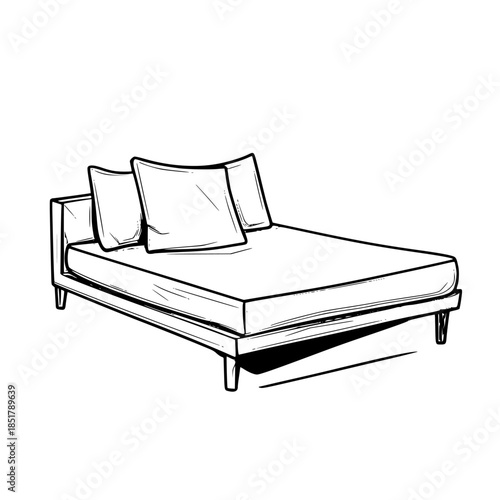 Elegant Corner Daybed: Minimalist Line Art Illustration | Clean, isolated vector art for creative projects.