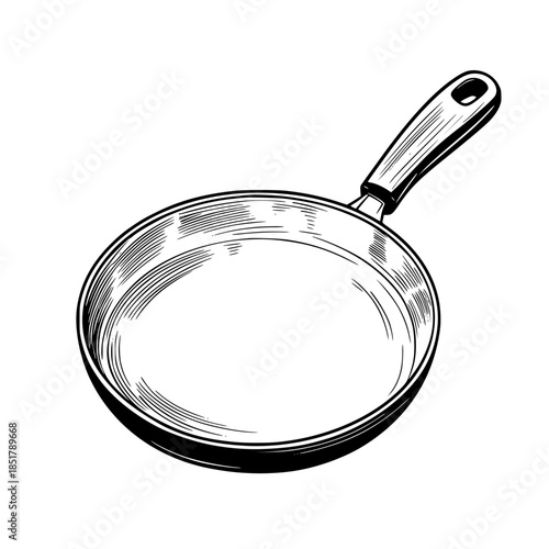 Elegant Black White Illustration Crepe Pan | Clean, isolated vector art for creative projects.