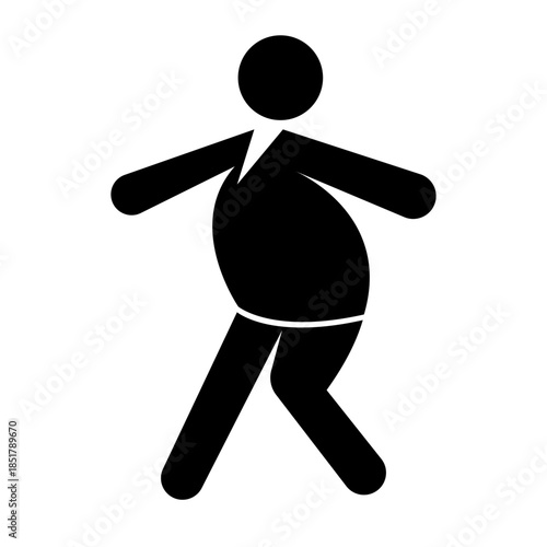 Chubby businesswoman silhouette icon. Vector.