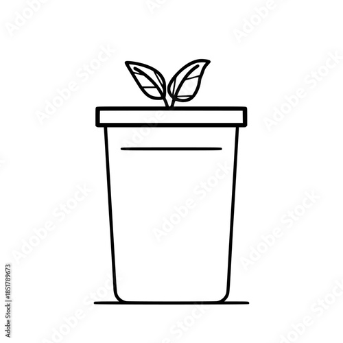Black white simplicity countertop compost bin | Clean, isolated vector art for creative projects.