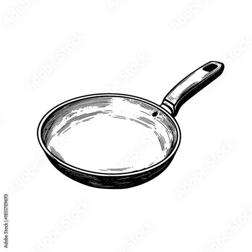 Elegant Sketch Crepe Pan, Monochrome Simplicity | Clean, isolated vector art for creative projects.