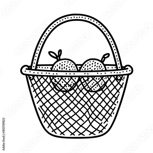 Minimalist line art crocheted hamper marinade s 23 | Clean, isolated vector art for creative projects.