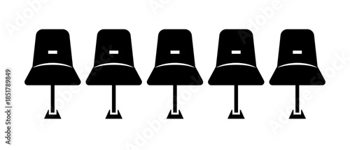Five waiting bench Silhouette. Vector.