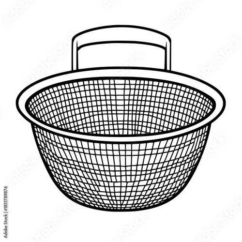 Handcrafted Wire Basket | Clean, isolated vector art for creative projects.