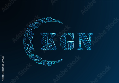 Low poly letter logo KGN design. KGN letter logo low poly vector design on blue color gradient background. KGN logo low poly design