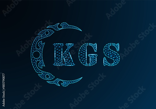 Low poly letter logo KGS design. KGS letter logo low poly vector design on blue color gradient background. KGS logo low poly design
