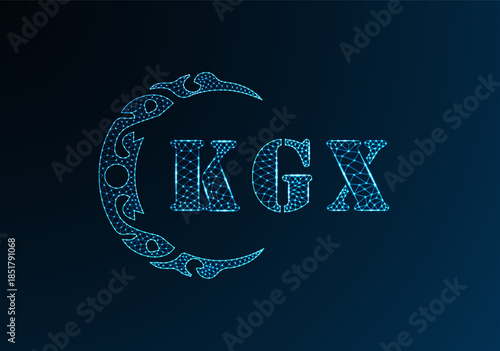 Low poly letter logo KGX design. KGX letter logo low poly vector design on blue color gradient background. KGX logo low poly design