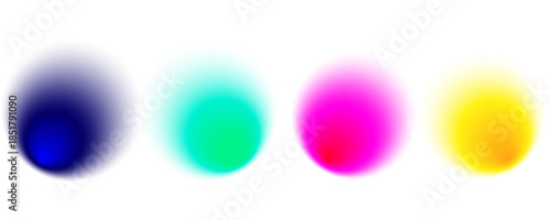 Set color circle gradient noise gradation. Abstract colorful watercolor blur mesh on isolated transparent background