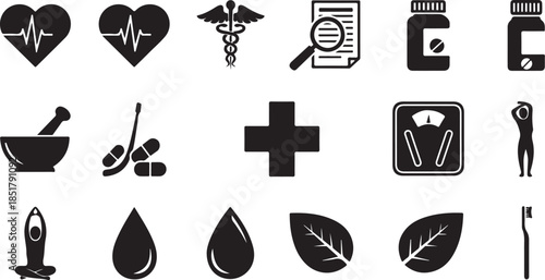 Health and medical icon set collection