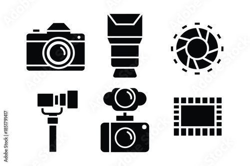 Photography and Video Production Equipment Icon Set