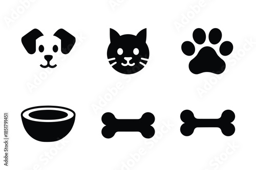 Pet Care and Animal Domestic Icons for Vet Services