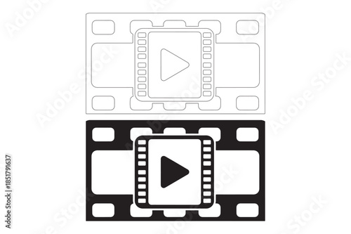 Movie Film Strip Icons with Play Button for Video Player