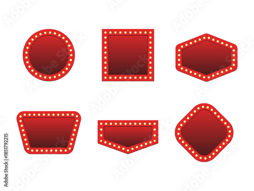 Retro lightbox set realistic style with light bulbs, isolated on white background