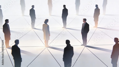 Narcissistic abuse - Emotional abstract scene featuring geometric spacing and minimal backdrop, with soft lighting, evoking a sense of distance and introspection.