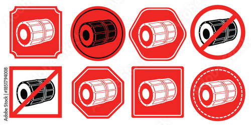 barrel icons on signs  various shapes and symbols