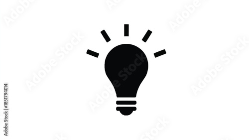 black light bulb icon with rays on transparent background
