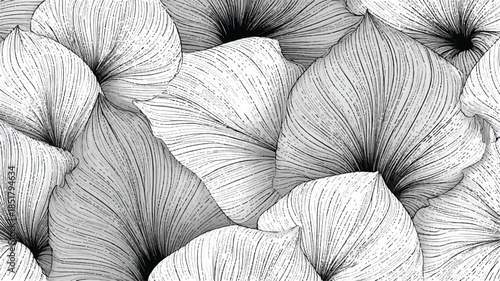 closeup of detailed line drawing of flower petals