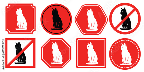 set of cats on traffic signs