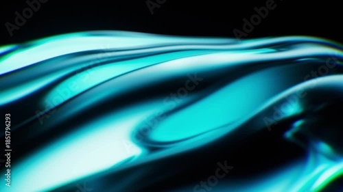 Transparent wave glass geometries with colorful lights, 3d rendering.