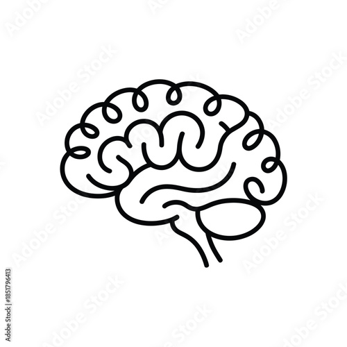 Simple line drawing of a human brain showcasing its complex structure