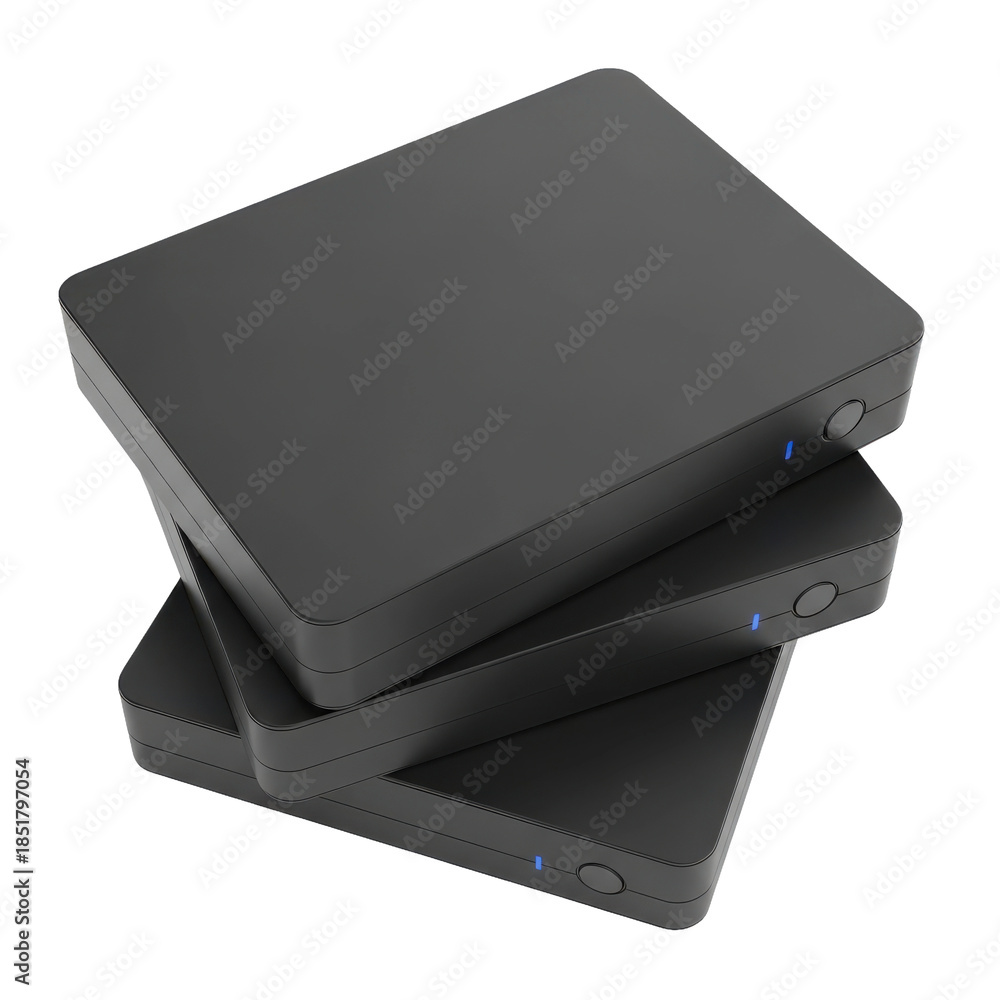 Fototapeta premium Stacked Black Hard Drives Technology