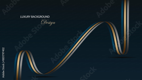 Luxury background vector design. Blue luxury background with curved ribbon. Suit for banner, award, certificate, presentation and others